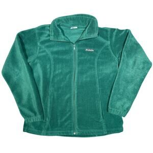 Columbia Fleece Jacket Women’s XL Green Full Zip Lightweight Outdoor Cozy